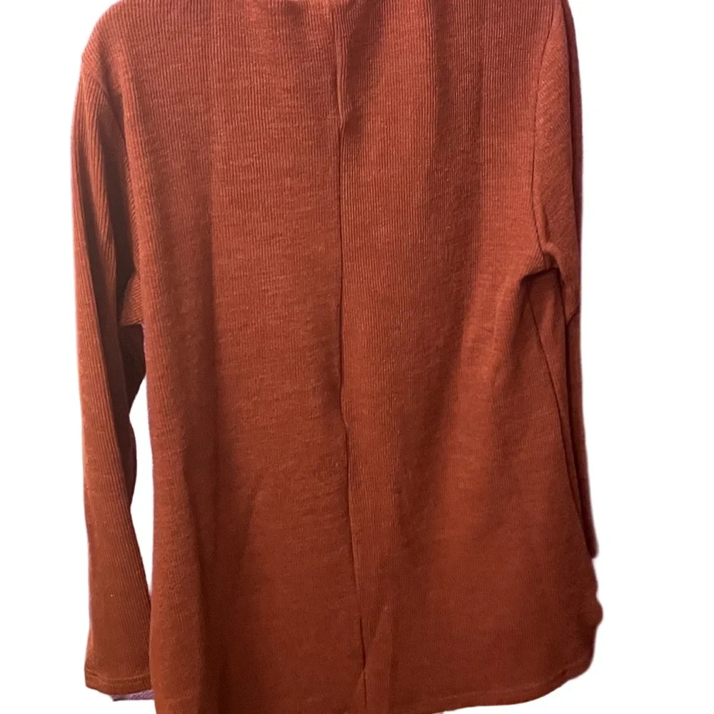 USED BloomChic Women’s Rust Cowl Neck Sweater with Lace Trim – Size 10